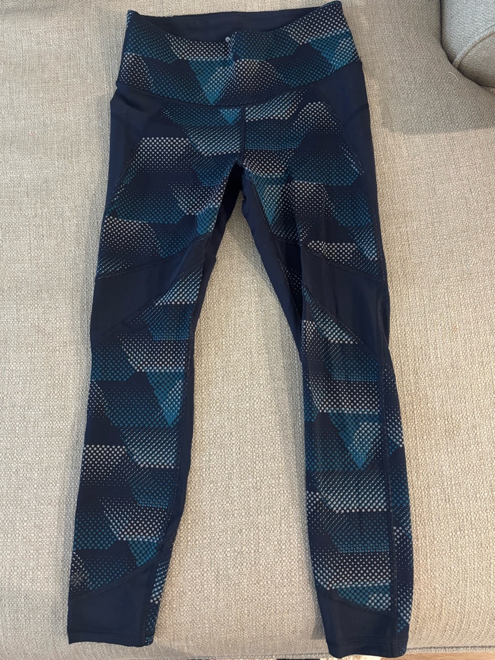 Athleta Leggings Blue Kinetic Stealth Mesh 7/8 Womens size Small